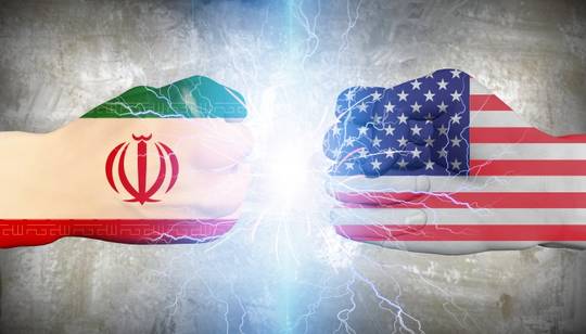 Symbol picture rivalry USA and Iran
